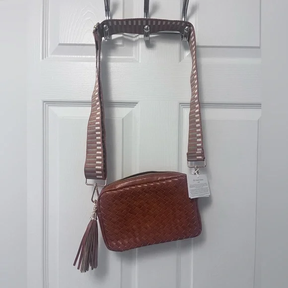 The Woven Willow Camera Crossbody Bag in Brown - Picture 2 of 11